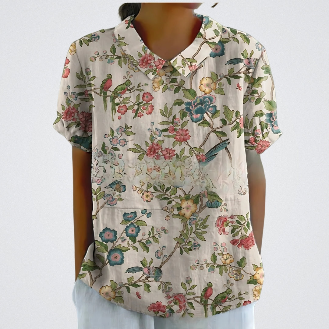 Lina - Blouse en lin floral
