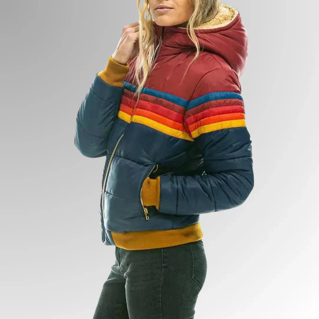 Sara - Women’s Retro Striped Puffer Jacket