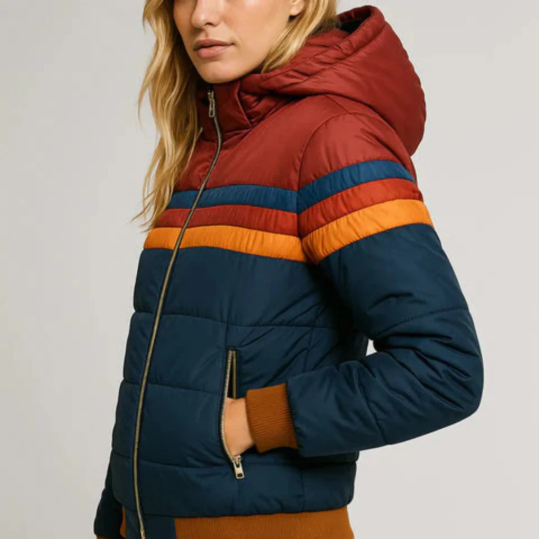 Sara - Women’s Retro Striped Puffer Jacket