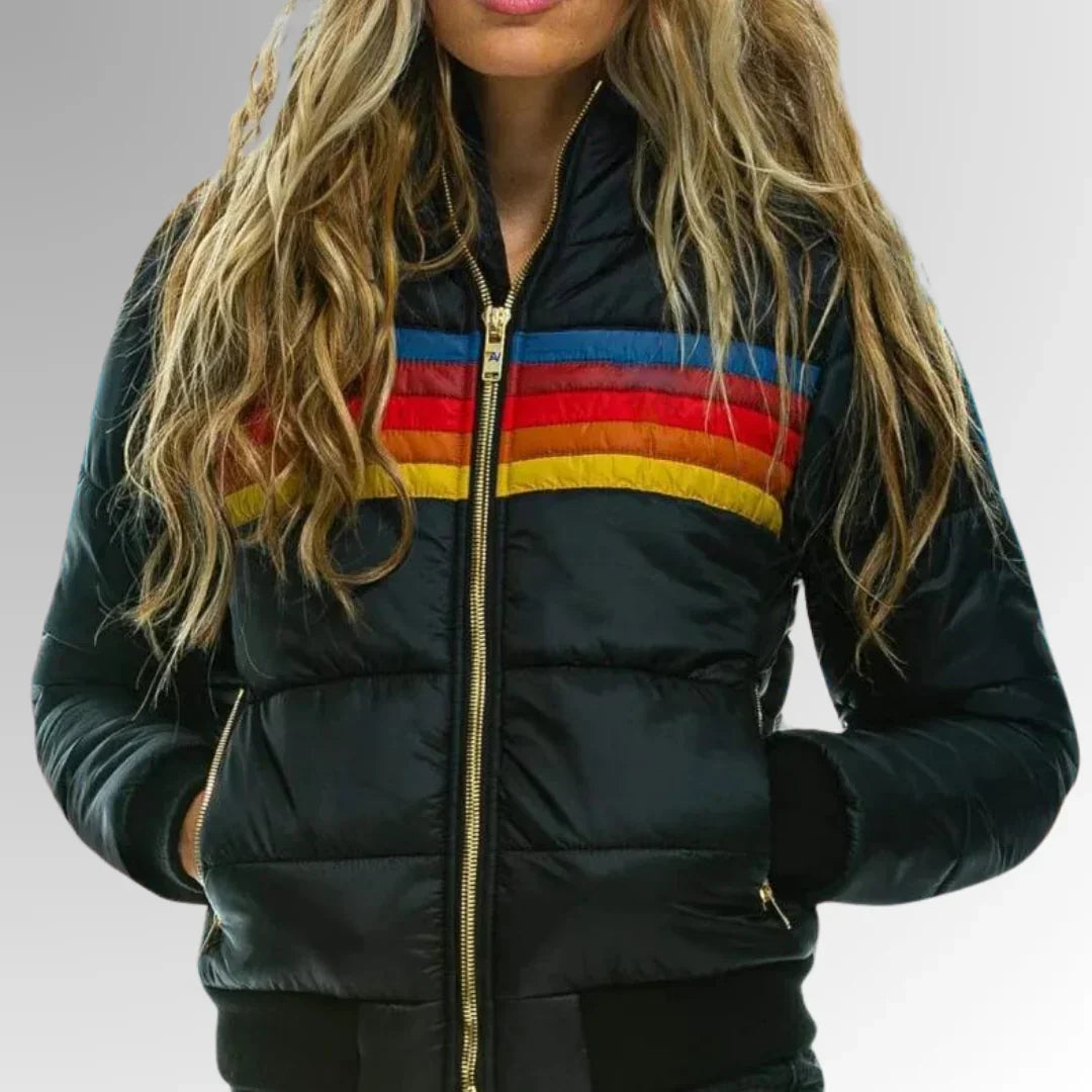 Sara - Women’s Retro Striped Puffer Jacket